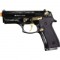 Dicle 8000 9mm Front Firing Blank Gun Semi Automatic - Black/Gold Engraved